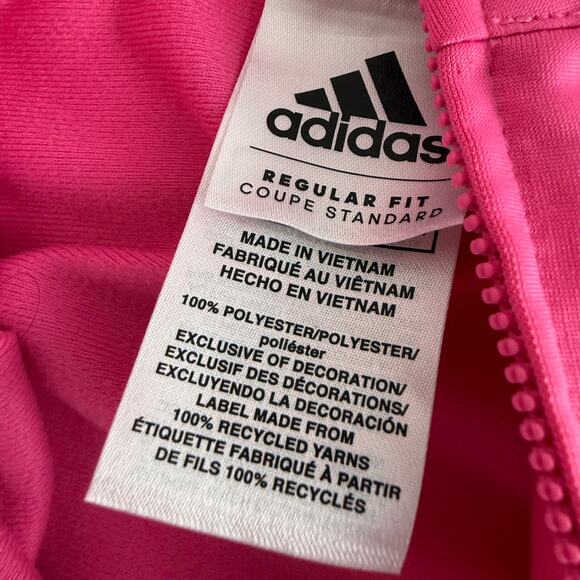 Adidas Toddler Girls Full-Zip Activewear Track Suit Pink Stripe 2-Piece Set 18M - Picture 8 of 9